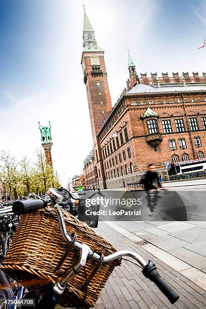 copenhagen city hall full of bicycle parked in the square - copenhagen bicycle stock pictures, royalty-free photos & images