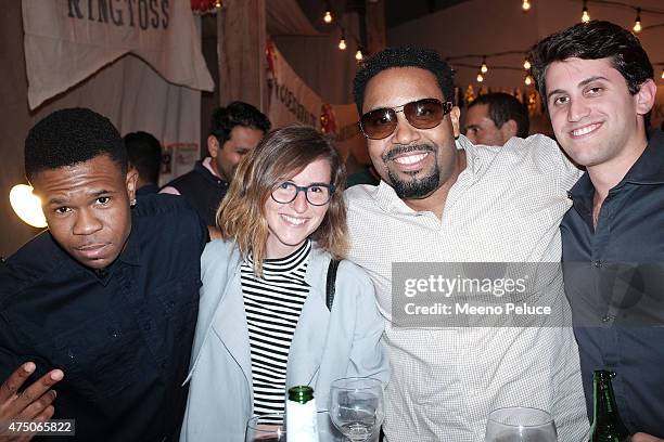 Chamillonaire and friends at the Seedling launch party for their Downtown LA Arts District Headquarters on May 28, 2015 in Los Angeles, California.