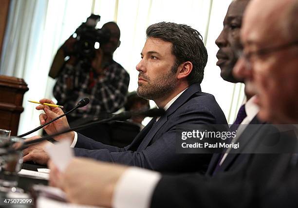 Actor and founder of the Eastern Congo Initiative Ben Affleck testifies at the US Senate Hearing On The Democratic Republic Of Congo at Dirksen...