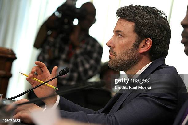 Actor and founder of the Eastern Congo Initiative Ben Affleck testifies at the US Senate Hearing On The Democratic Republic Of Congo at Dirksen...