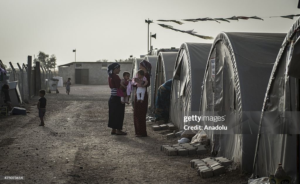 Syrian refugees living in tents in Sanliurfa's Suruc district