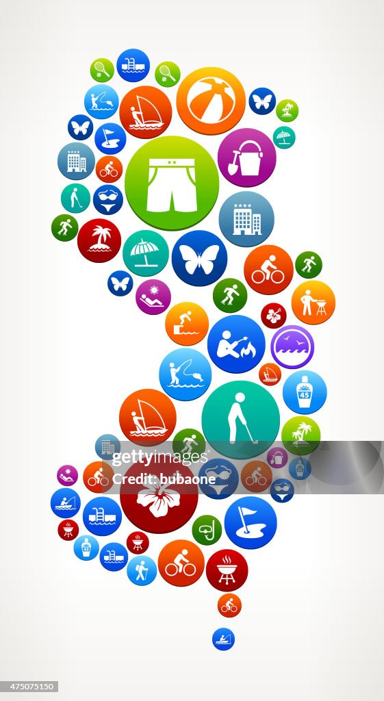New Jersey Summer Time Fun and Outdoors Vector Graphic