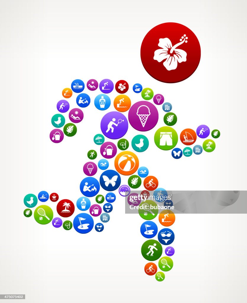 Man Running Summer Time Fun and Outdoors Vector Graphic