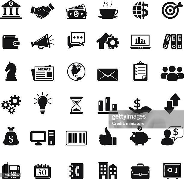 finance and business icon set - response team stock illustrations