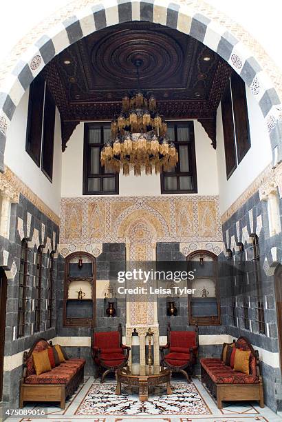 The courtyard at Beit Al Wali in the Christian Quarter of Damascus' Old Town in Syria. Beit Al Wali is a newly opened boutique hotel housed in the...