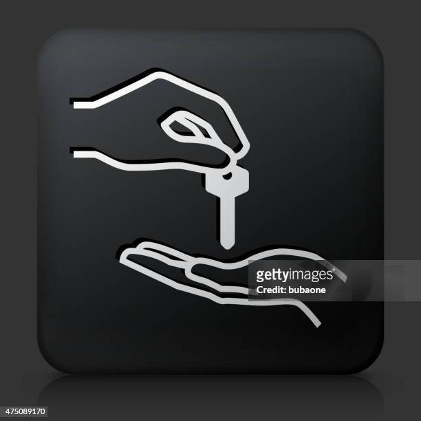 black square button with hand giving keys - personal valet stock illustrations