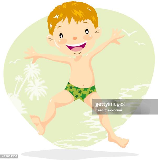 little boy jumping on beach - dancing outside stock illustrations