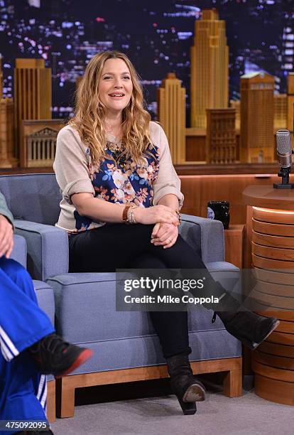 Actress Drew Barrymore visits "The Tonight Show Starring Jimmy Fallon" at Rockefeller Center on February 26, 2014 in New York City.