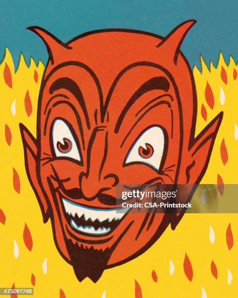 devil among flames - devil stock illustrations