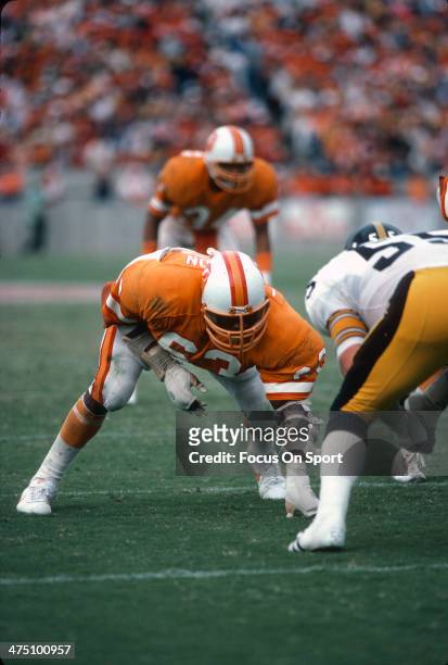Lee Roy Selmon of the Tampa Bay Buccaneers in action against Jon Kolb of the Pittsburgh Steelers during an NFL football game November 9, 1980 at...