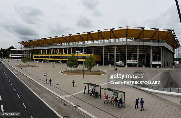 Outside view of 'Tivoli' stadium of former German Bundesliga and actual semi-professional division Regionalliga West football club Alemannia Aachen...