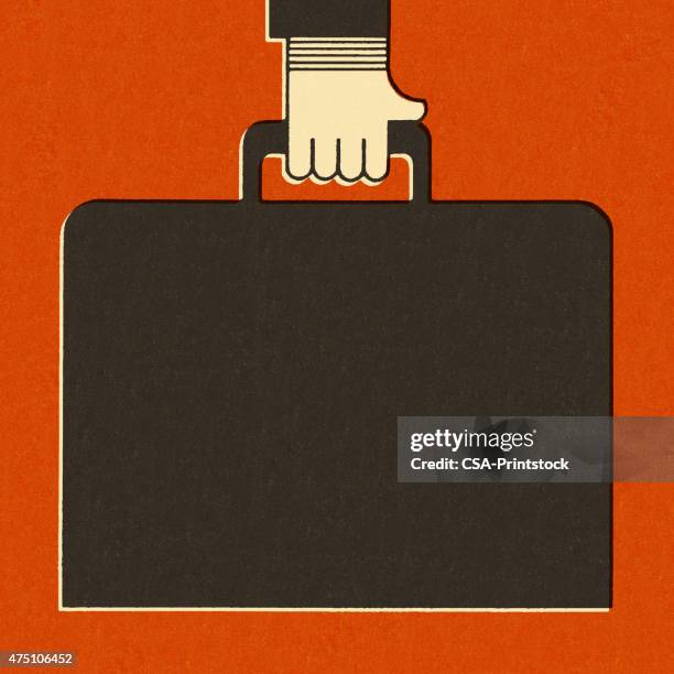 hand holding briefcase - luggage stock illustrations