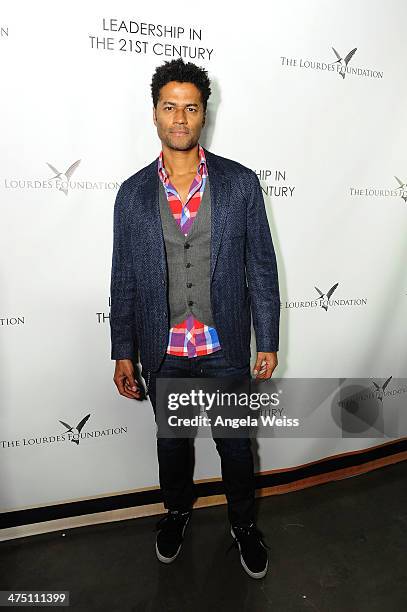 Singer Eric Benet attends The Lourdes Foundation "Leadership in the 21st Century" Event with His Holiness the 14th Dalai Lama at the California...