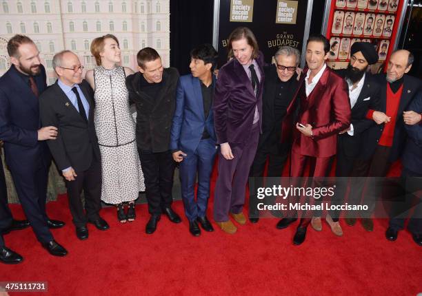 Actors/castmembers Ralph Fiennes, Bob Balaban, Saoirse Ronan, Willem Dafoe, Tony Revolori, filmmaker Wes Anderson, and actors/castmembers Harvey...