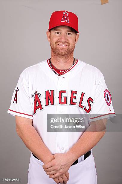 Chad Tracy of the Los Angeles Angels of Anaheim poses during Photo Day on Wednesday, February 26, 2014 at Tempe Diablo Stadium in Tempe, Arizona.
