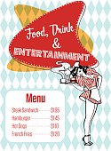Food, Drink And Entertainment Diner Menu Vector Art