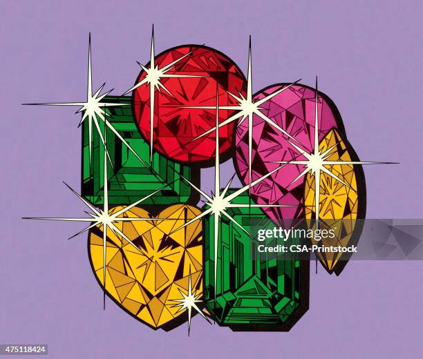various sparkly jewels - gemstone stock illustrations