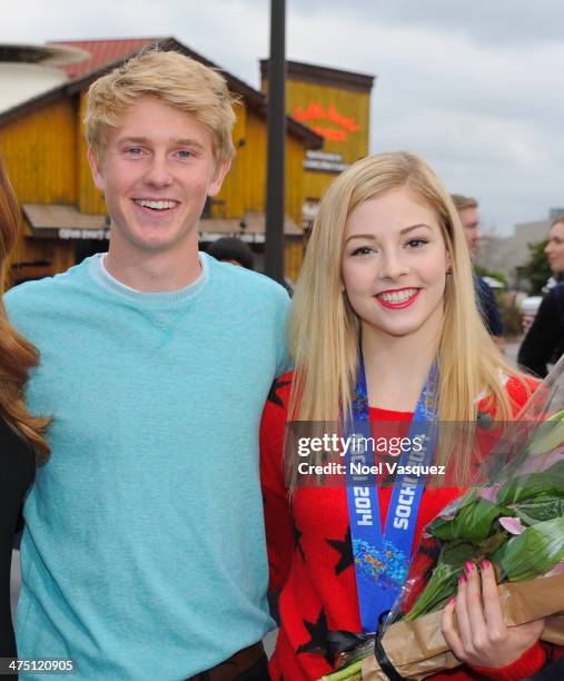 Dyer Pettijohn and Gracie Gold visit "Extra" at Universal Studios Hollywood on February 26, 2014 in Universal City, California.