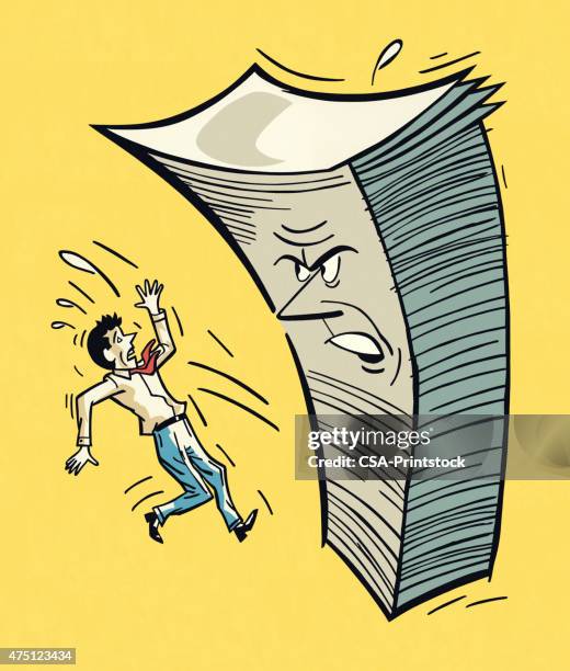 angry stack of papers - frustration stock illustrations