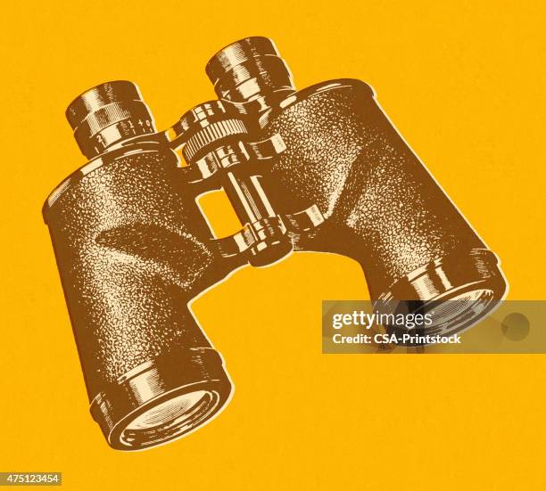 binoculars on orange background - eavesdropping stock illustrations