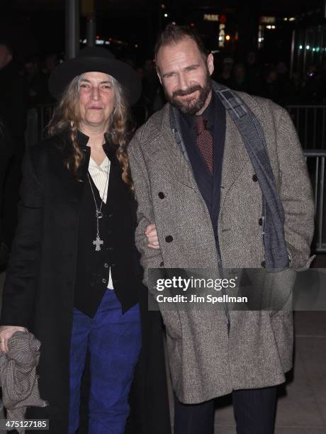 Singer/songwriter Patti Smith and actor Ralph Fiennes attend the "The Grand Budapest Hotel" New York Premiere at Alice Tully Hall on February 26,...