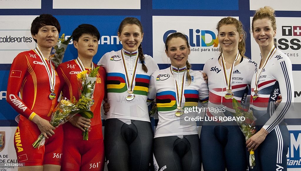 CYCLING-COLOMBIA-WORLD CHAMPIONSHIP-PODIUM-WOMEN'S TEAM SPRINT