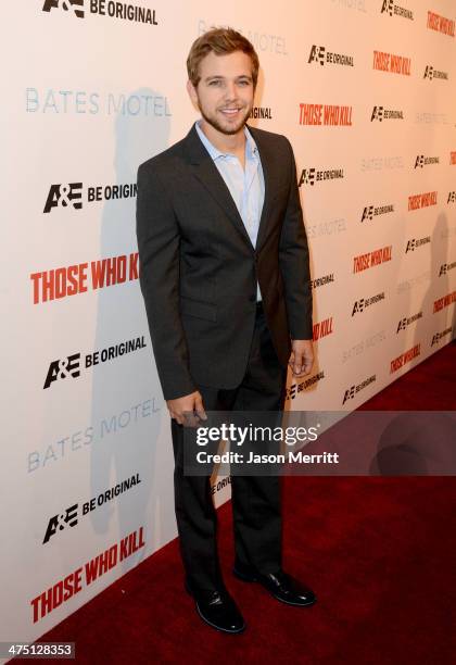 Actor Max Thieriot attends A&E's "Bates Motel" and "Those Who Kill" Premiere Party at Warwick on February 26, 2014 in Hollywood, California.