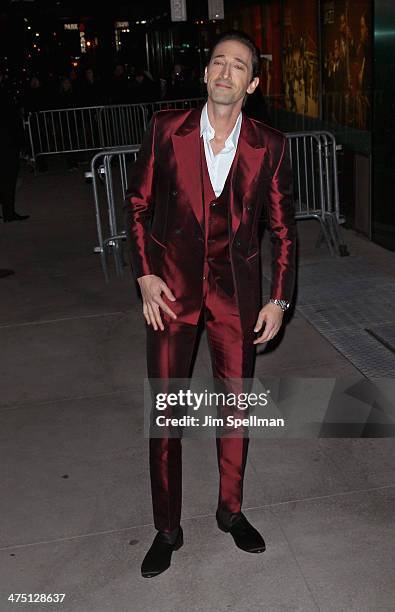 Actor Adrien Brody attends the "The Grand Budapest Hotel" New York Premiere at Alice Tully Hall on February 26, 2014 in New York City.