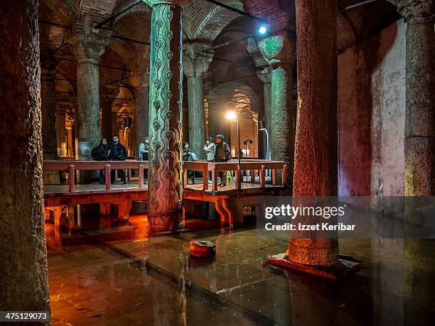 the yerebatan cistern or basilica cistern - tank column stock pictures, royalty-free photos & images