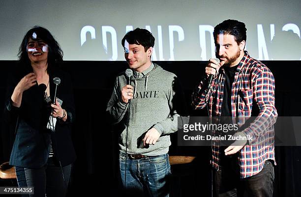 Actor Elijah Wood and director Eugenio Mira attend the "Grand Piano" screening at Nitehawk Cinema on February 26, 2014 in New York City.