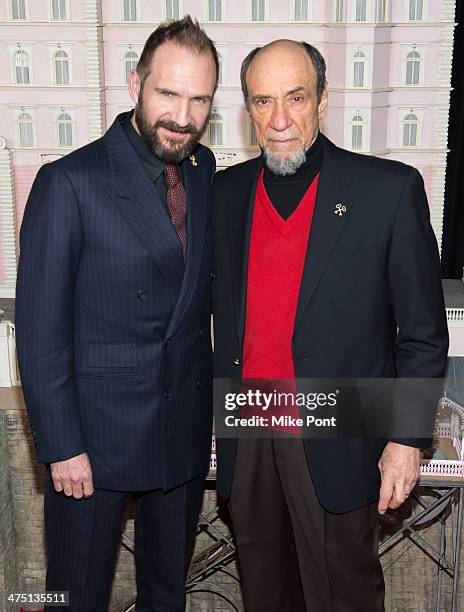 Actors Ralph Fiennes and F. Murray Abraham attend "The Grand Budapest Hotel" premiere at Alice Tully Hall on February 26, 2014 in New York City.