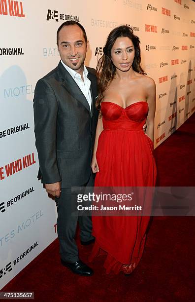 Cristiano De Masi and Sofia Valleri attends A&E's "Bates Motel" and "Those Who Kill" Premiere Party at Warwick on February 26, 2014 in Hollywood,...