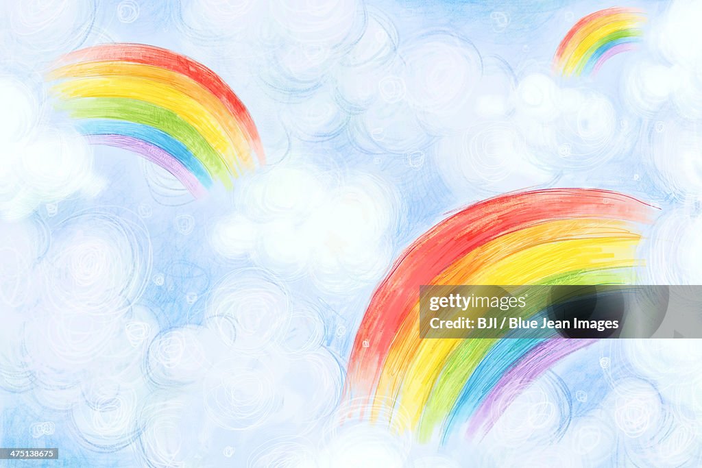 Rainbows in sky