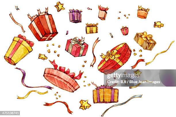 various gift boxes - drop box stock illustrations