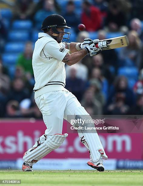 Luke Ronchi of New Zealand smashes the ball to the boundary during day one of the 2nd Investec Test Match between England and New Zealand at...