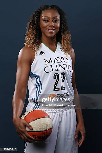 May 28: Monica Wright of the Minnesota Lynx poses for a portrait during 2015 Media Day on May 28, 2015 at the Minnesota Timberwolves and Lynx Courts...