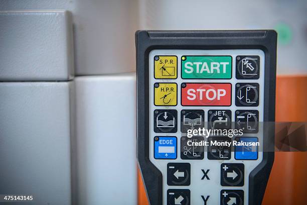 machinery control pad in factory, close up - bishop's stortford stock pictures, royalty-free photos & images