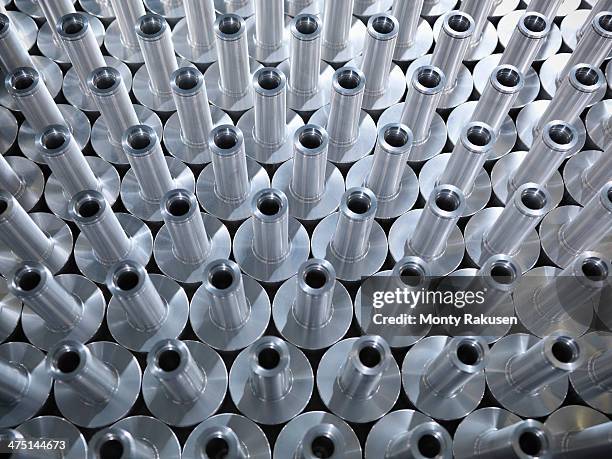 large group of engineered parts in factory, full frame - genauigkeit stock-fotos und bilder