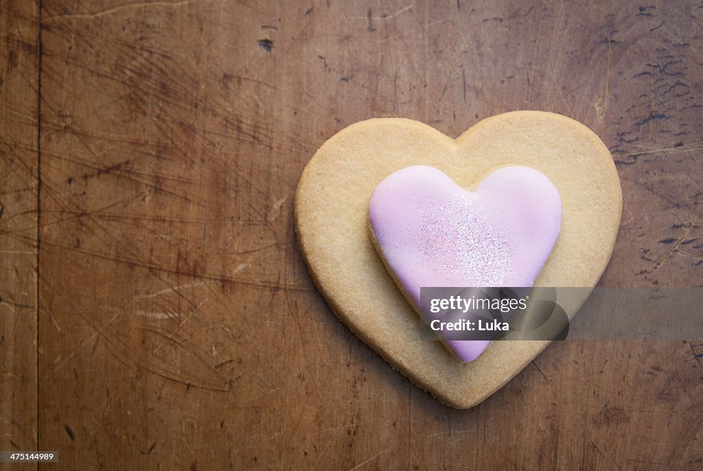 Still life with heart shaped cookie