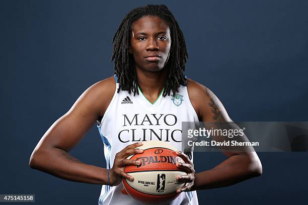 May 28: Amber Harris of the Minnesota Lynx poses for a portrait during 2015 Media Day on May 28, 2015 at the Minnesota Timberwolves and Lynx Courts...