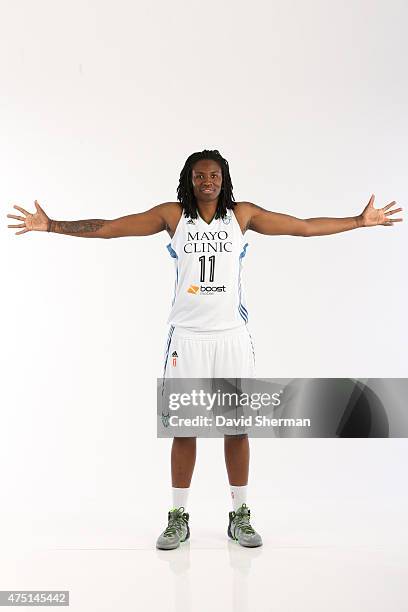 May 28: Amber Harris of the Minnesota Lynx poses for a portrait during 2015 Media Day on May 28, 2015 at the Minnesota Timberwolves and Lynx Courts...