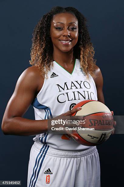 May 28: Monica Wright of the Minnesota Lynx poses for a portrait during 2015 Media Day on May 28, 2015 at the Minnesota Timberwolves and Lynx Courts...