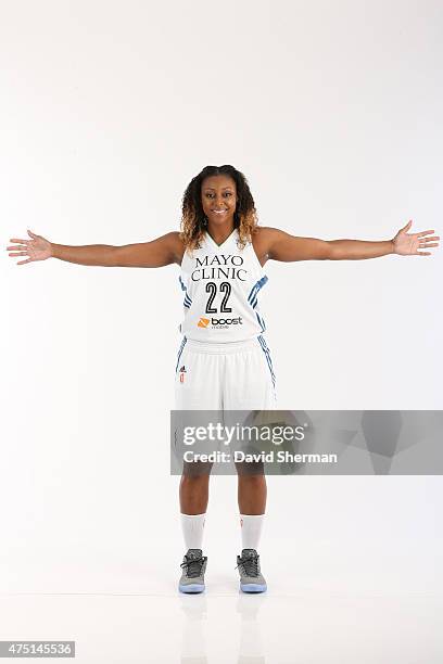 May 28: Monica Wright of the Minnesota Lynx poses for a portrait during 2015 Media Day on May 28, 2015 at the Minnesota Timberwolves and Lynx Courts...