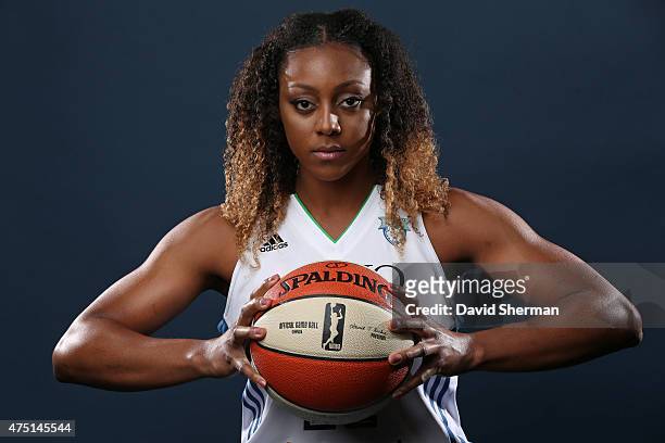 May 28: Monica Wright of the Minnesota Lynx poses for a portrait during 2015 Media Day on May 28, 2015 at the Minnesota Timberwolves and Lynx Courts...