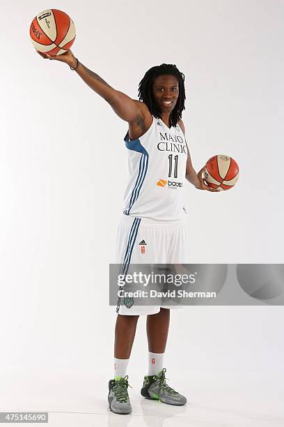 May 28: Amber Harris of the Minnesota Lynx poses for a portrait during 2015 Media Day on May 28, 2015 at the Minnesota Timberwolves and Lynx Courts...