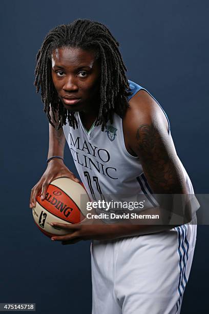 May 28: Amber Harris of the Minnesota Lynx poses for a portrait during 2015 Media Day on May 28, 2015 at the Minnesota Timberwolves and Lynx Courts...