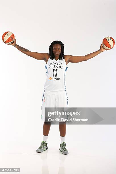 May 28: Amber Harris of the Minnesota Lynx poses for a portrait during 2015 Media Day on May 28, 2015 at the Minnesota Timberwolves and Lynx Courts...