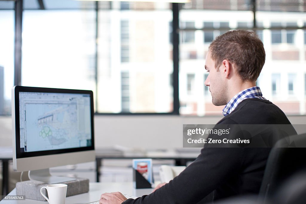 Man using computer in office