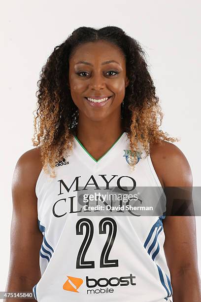 May 28: Monica Wright of the Minnesota Lynx poses for a headshot during 2015 Media Day on May 28, 2015 at the Minnesota Timberwolves and Lynx Courts...