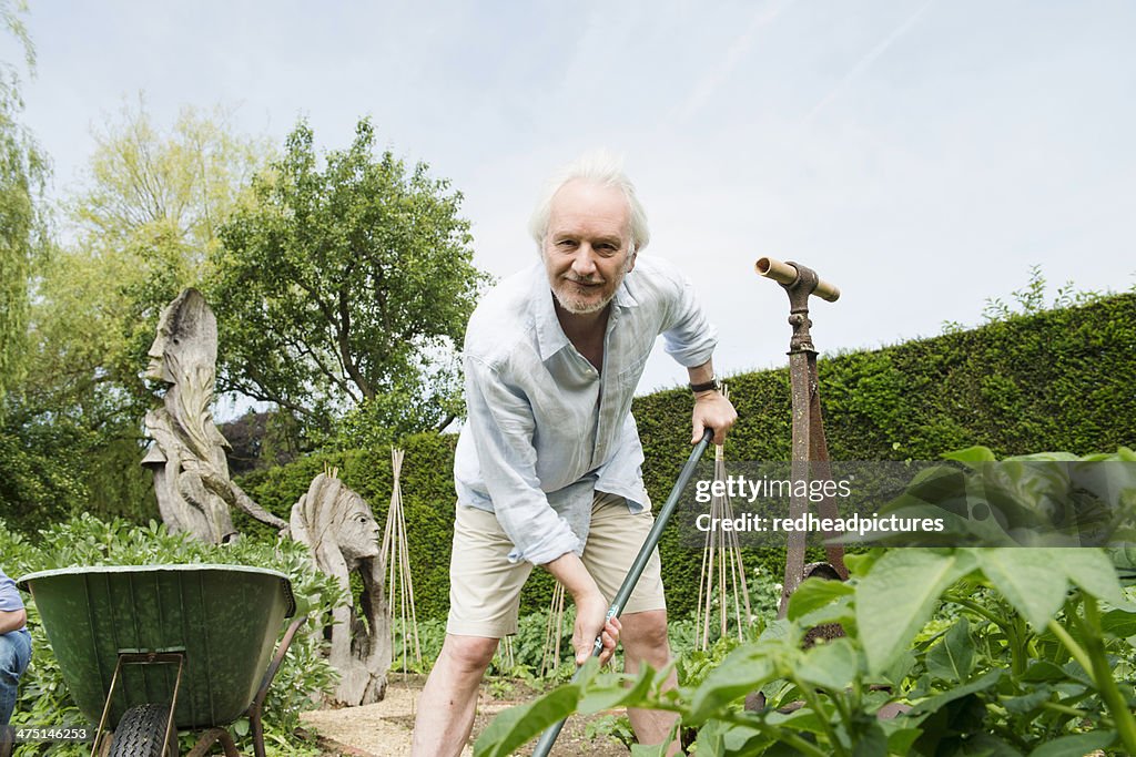 Senior man gardening